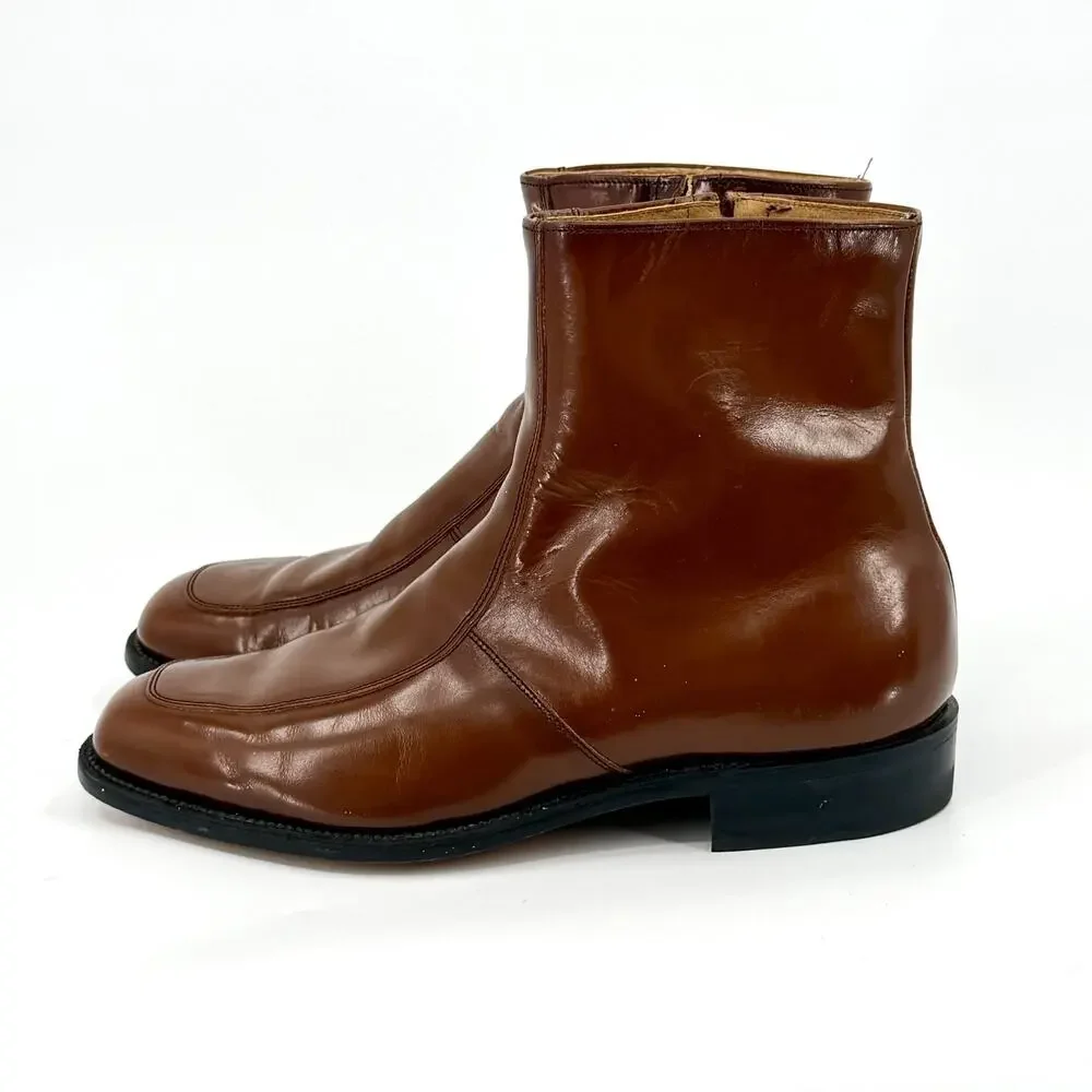 Vintage 70s O'Sullivan Brown Leather Mod Ankle Boots